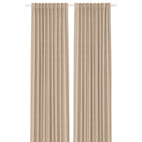 IKEA - MAISTANGG, background curtain, 1 pair, off-white-dark grey striped, 145x300 cm