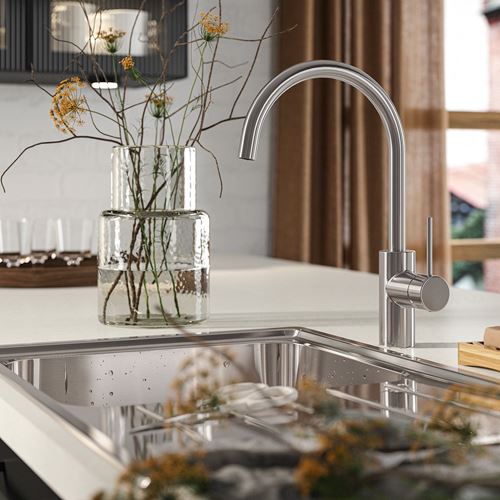 IKEA - SALLSJÖN, sink tap, metal color, 36 cm