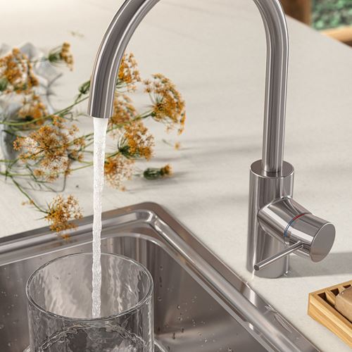 IKEA - SALLSJÖN, sink tap, metal color, 36 cm