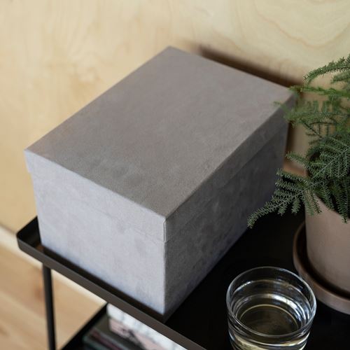 IKEA - GJATTA, box with lid, light grey, 18x25x15 cm