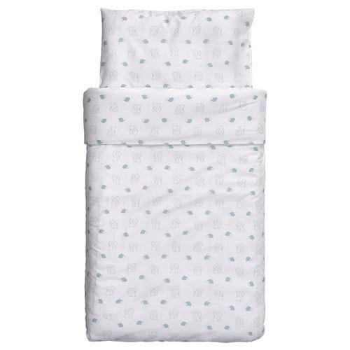 IKEA - LEN, bebek nevresim takımı, beyaz-mavi, 110x125/35x55 cm