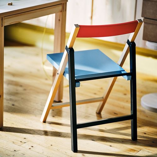 IKEA - IKEA PS 2026, katlanır sandalye, huş-mavi-siyah-kırmızı