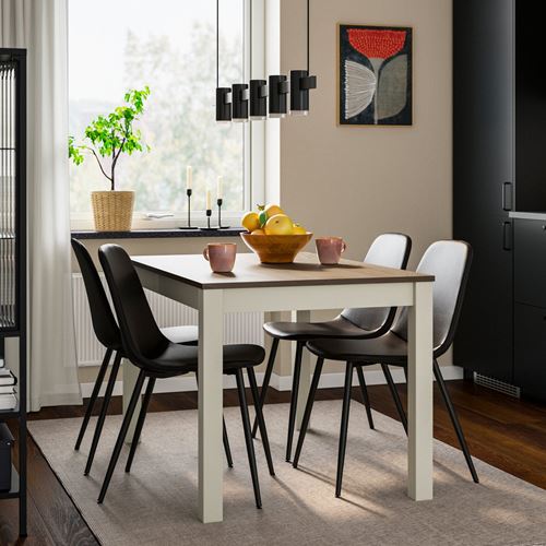 IKEA - ALHULT/NORDMANSSKAR, mutfak masası takımı, bej/kahverengi-Bomstad siyah, 4 sandalyeli