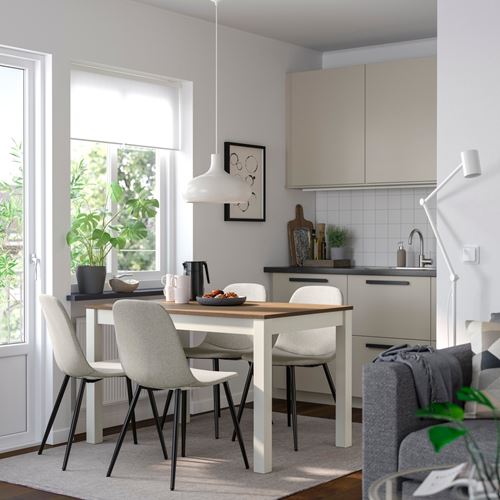 IKEA - ALHULT/NORDMANSSKAR, mutfak masası takımı, bej/kahverengi-Tonerud gri, 4 sandalyeli