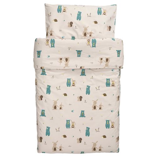 IKEA - LEN, quilt cover/pillowcase for cot, beige, 110x125/35x55 cm