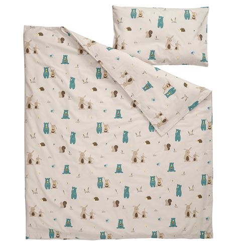 IKEA - LEN, quilt cover/pillowcase for cot, beige, 110x125/35x55 cm