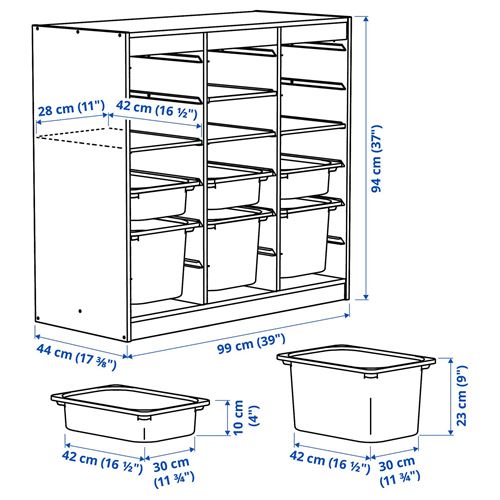 IKEA - TROFAST, storage-unit, white-light blue, 99x44x94 cm