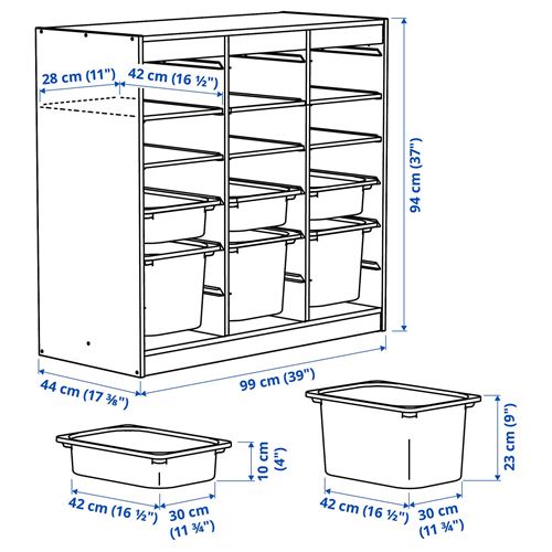 IKEA - TROFAST, saklama ünitesi, beyaz-mavi-yeşil, 99x44x94 cm
