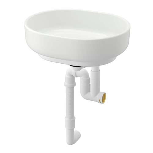 IKEA - VINDELALVEN/RANNILEN, wash-basin with water trap, white, 39x31 cm