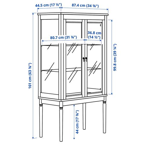 IKEA - FARJKARL, vitrin, kırık beyaz, 87x45x161 cm