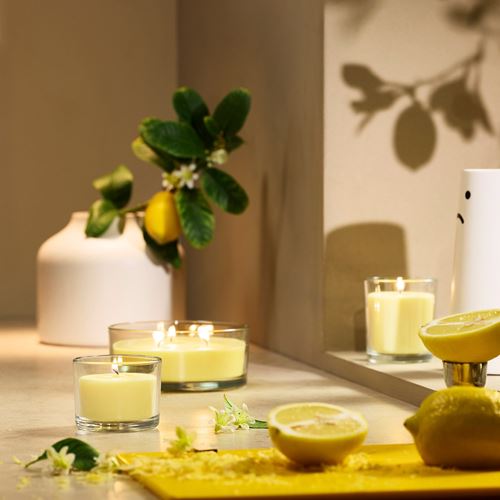 IKEA - LOTSFAGEL, scented candle in cup, light yellow, 40 hr