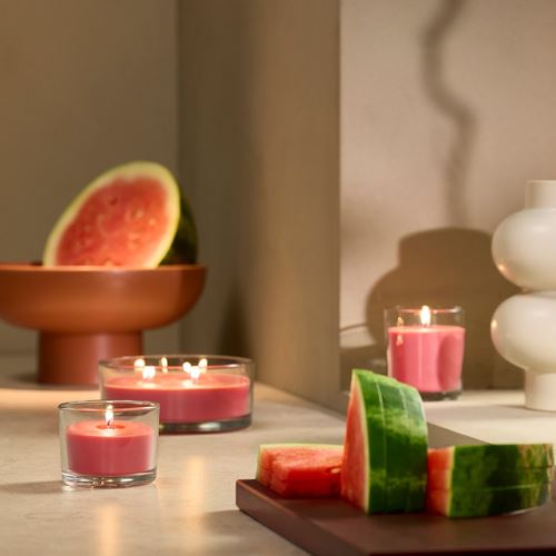 IKEA - LOTSFAGEL, scented candle in cup, bright pink, 20 hr