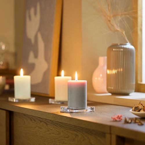 IKEA - LOTSFAGEL, scented block candle, beige, 30 hr