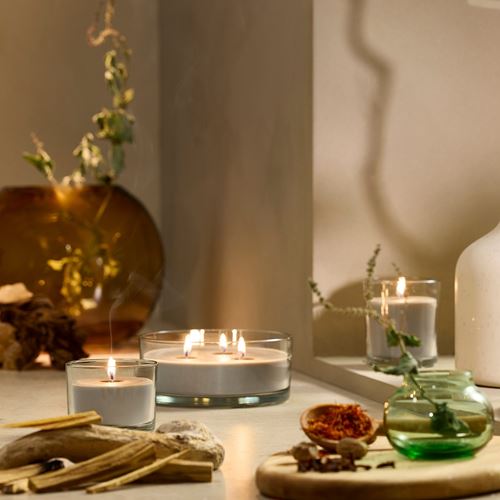 IKEA - LOTSFAGEL, scented candle in cup, brown, 20 hr