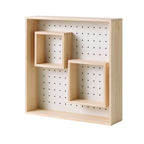 IKEA - SKOGSMOSAIK, display shelf, pine/white, 45x45 cm
