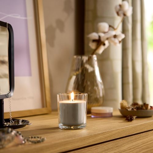 IKEA - LOTSFAGEL, bardakta kokulu mum, kahverengi, 40 saat