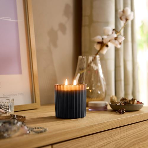 IKEA - TOFSTARNA, scented candle in cup, black, 50 hr