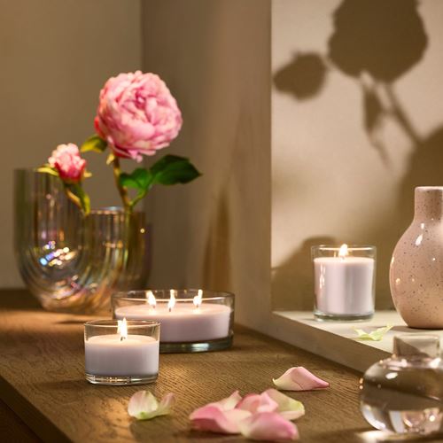 IKEA - LOTSFAGEL, scented candle in cup, pale pink, 20 hr