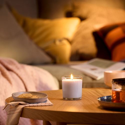 IKEA - LOTSFAGEL, scented candle in cup, pale pink, 40 hr