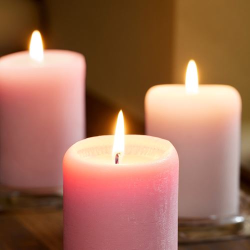 IKEA - LOTSFAGEL, scented block candle, pink, 30 hr