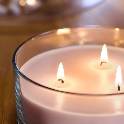 IKEA - LOTSFAGEL, scented candle in cup, pale pink, 25 hr