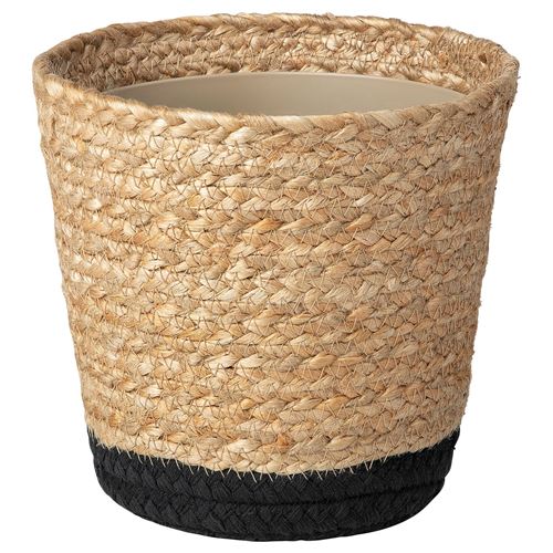 IKEA - TARNMAS, rattan plant pot, beige/black, 15 cm