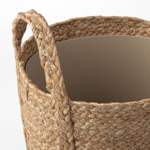 IKEA - TARNMAS, rattan plant pot, beige/black, 24 cm