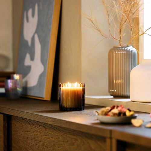 IKEA - TOFSTARNA, scented candle in cup, brown, 50 hr