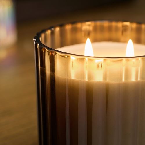 IKEA - TOFSTARNA, scented candle in cup, brown, 50 hr