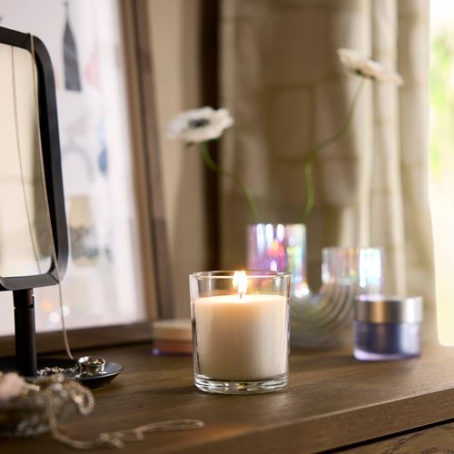 IKEA - LOTSFAGEL, scented candle in cup, white, 40 hr