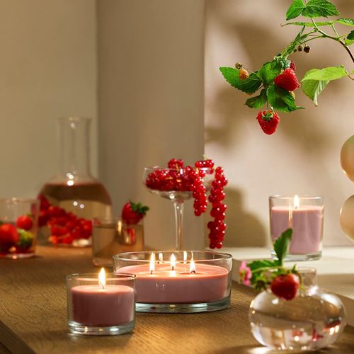 IKEA - LOTSFAGEL, scented candle in cup, light pink, 40 hr