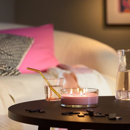 IKEA - LOTSFAGEL, scented candle in cup, light pink, 25 hr