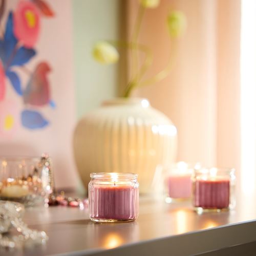 IKEA - HÖKGÖK, scented candle in cup, light pink, 12 hr