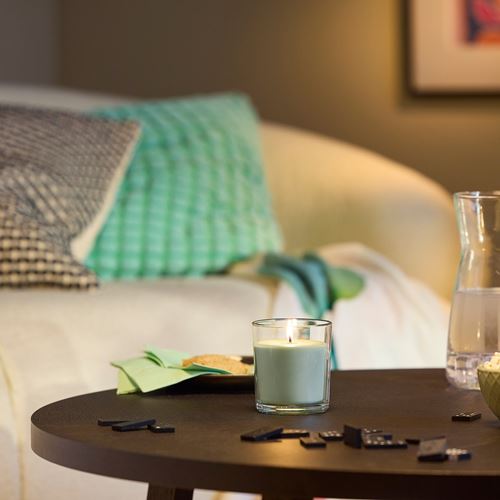 IKEA - LOTSFAGEL, scented candle in cup, light green, 40 hr