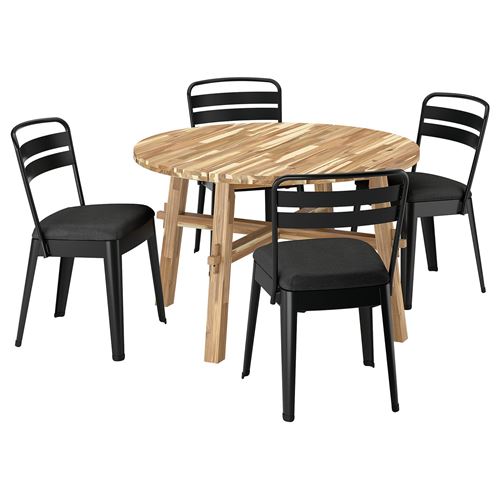 IKEA - SKOGSTA/RAMSNAS, mutfak masası takımı, akasya-Vissle koyu gri, 4 sandalyeli