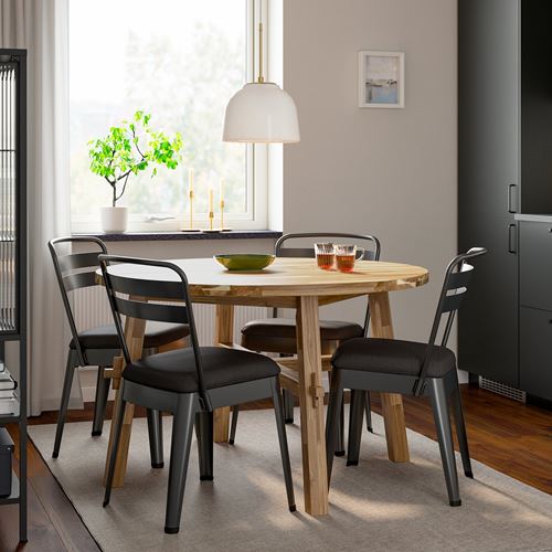 IKEA - SKOGSTA/RAMSNAS, mutfak masası takımı, akasya-Vissle koyu gri, 4 sandalyeli