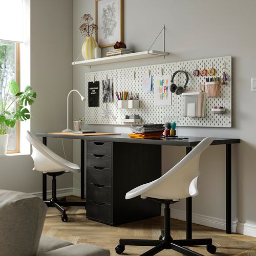 IKEA - LAGKAPTEN/ALEX, desk, black-brown/black, 200x60 cm