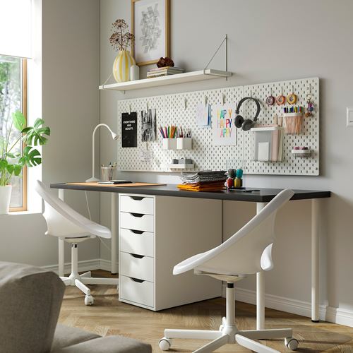 IKEA - LAGKAPTEN/ALEX, desk, black-brown-white, 200x60 cm