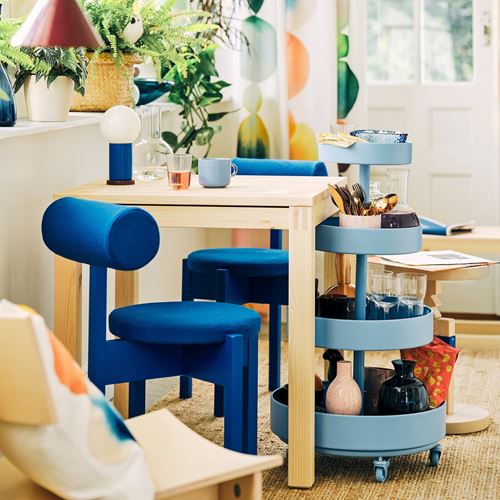 IKEA - IKEA PS 2026, tekerlekli servis sehpası, mavi, 89x48 cm