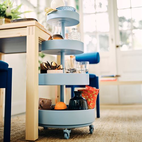 IKEA - IKEA PS 2026, tekerlekli servis sehpası, mavi, 89x48 cm