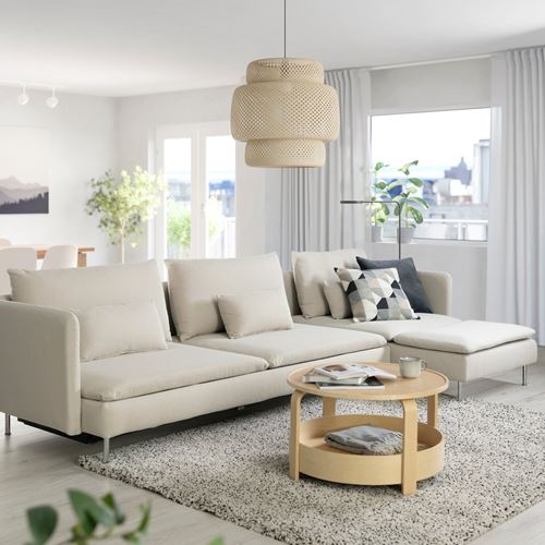 IKEA - SÖDERHAMN, 4-seat corner sofa with bed, fridtuna light beige