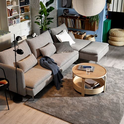 IKEA - SÖDERHAMN, 4'lü yataklı köşe kanepe, viarp Bej-kahverengi