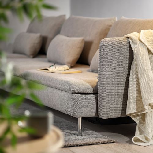IKEA - SÖDERHAMN, 4'lü yataklı köşe kanepe, viarp Bej-kahverengi