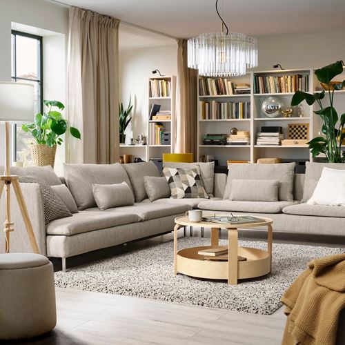 IKEA - SÖDERHAMN, 6'lı yataklı köşe kanepe, viarp Bej-kahverengi