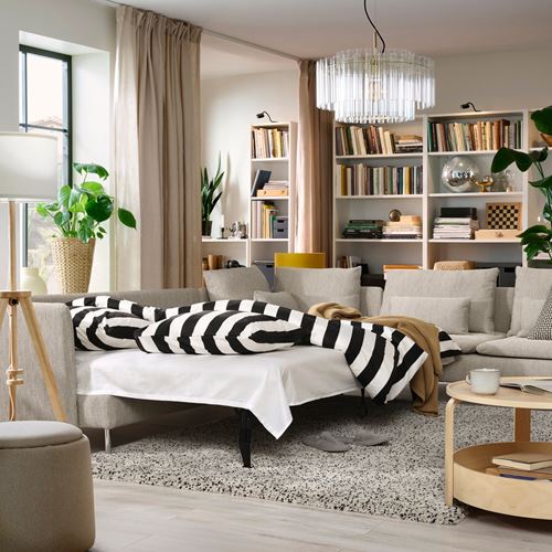 IKEA - SÖDERHAMN, 6'lı yataklı köşe kanepe, viarp Bej-kahverengi