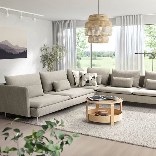 IKEA - SÖDERHAMN, 6'lı yataklı köşe kanepe, viarp Bej-kahverengi