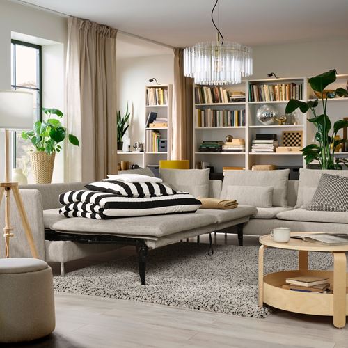 IKEA - SÖDERHAMN, 6'lı yataklı köşe kanepe, viarp Bej-kahverengi