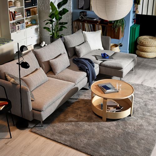 IKEA - SÖDERHAMN, 4'lü yataklı köşe kanepe, viarp Bej-kahverengi