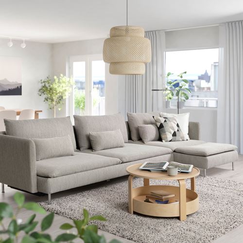 IKEA - SÖDERHAMN, 4'lü yataklı köşe kanepe, viarp Bej-kahverengi