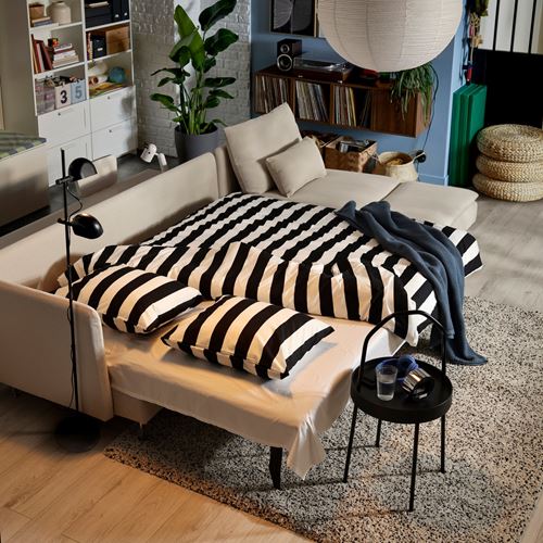 IKEA - SÖDERHAMN, 4-seat corner sofa with bed, fridtuna light beige